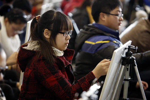 Chinese Candidates Take Part Entrance Examination Art Academies Shandong University — Stock Photo, Image