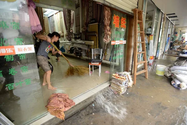 Helyi Söpri Vizet Házából Okozta Tájra Fitow Hangzhou Kelet Chinas — Stock Fotó