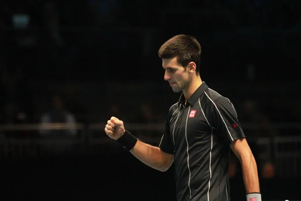 Novak Djokovic Serbia Reacciona Después Ganar Punto Contra Stanislas Wawrinka — Foto de Stock
