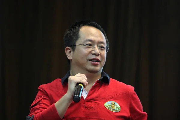 Zhou Hongyi Elnök Vezérigazgatója Qihoo 360 Beszél Egy Előadás Wuhan — Stock Fotó