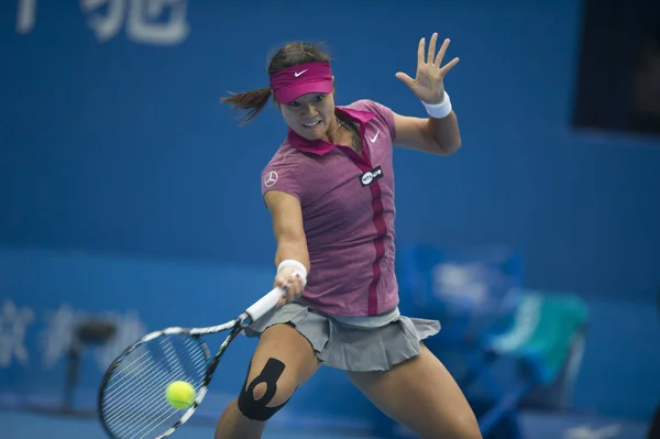 China Returns Shot Petra Kvitova Czech Republic Womens Singles Quarterfinal — Stock Photo, Image