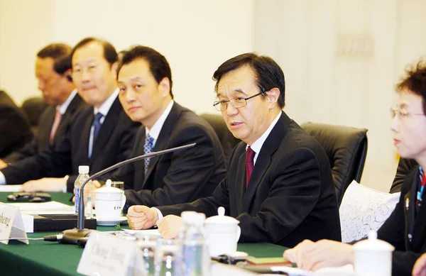 Gao Hucheng Second Right Minister Commerce China Speaks Next Wang — 图库照片