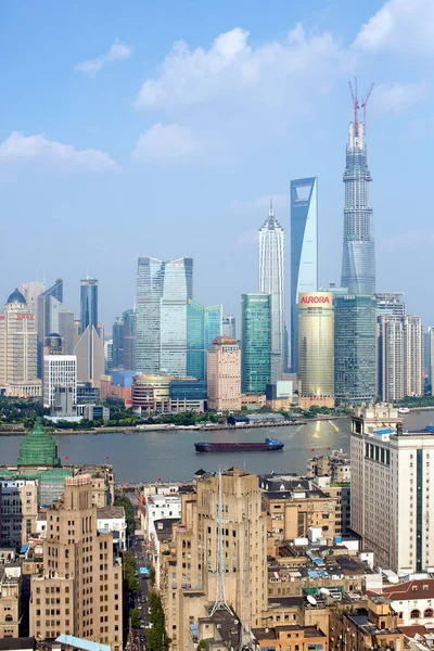 Skyline Puxi Rivière Huangpu Quartier Financier Lujiazui Avec Tour Shanghai — Photo