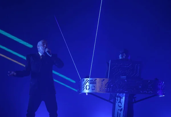 Englische Elektronikband Pet Shop Boys Bei Ihrem Konzert Peking China — Stockfoto
