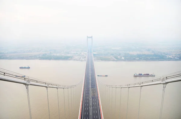 Oglądaj Taizhou Mostu Rzeki Jangcy Taizhou City Prowincja Chinas Jiangsu — Zdjęcie stockowe
