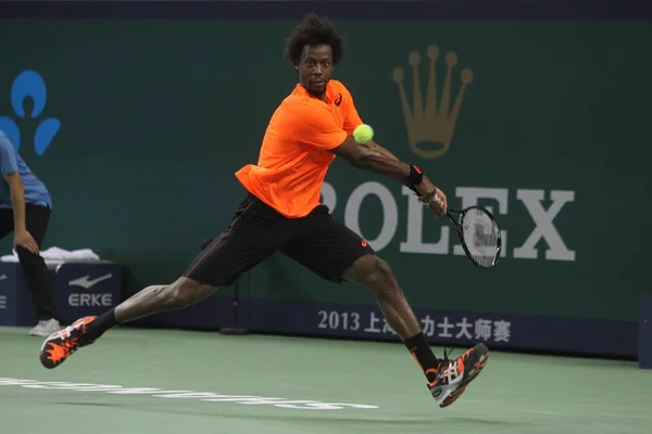 Gael Monfils Fransa Bir Atış Serbias Novak Djokovic Için Qizhong — Stok fotoğraf