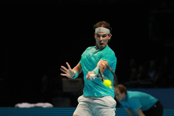 Rafael Nadal Spagna Torna Colpo Contro Novak Djokovic Serbia Durante — Foto Stock