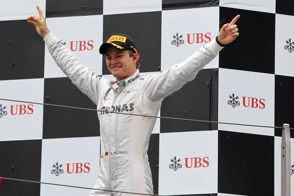 German Driver Nico Rosberg Mercedes Team Celebrates Winning Chinese Formula — Stock Photo, Image