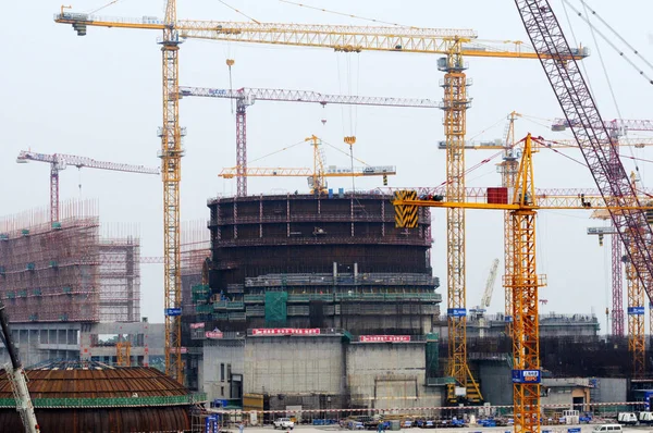 Inneslutnings Struktur För Reaktor Vid Fangchenggang Kärnkraftverk Uppbyggnad Hongsha Village — Stockfoto