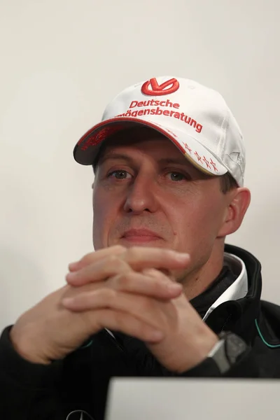 Pilote Allemand Michael Schumacher Équipe Mercedes Est Photographié Lors Une — Photo