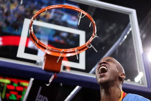 Stephon Marbury Beijign Ducks Roars Cutting Basket Net Celebrate His — Stock Photo, Image