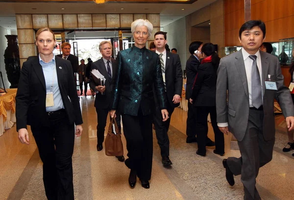 Die Geschäftsführende Direktorin Des Internationalen Währungsfonds Iwf Christine Lagarde Mitte — Stockfoto