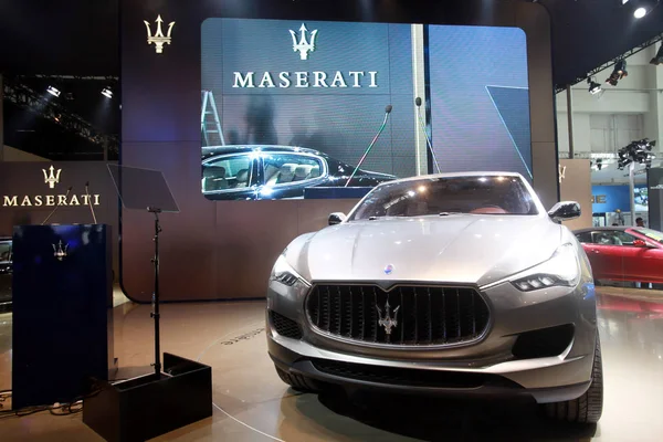 Sebuah Kubang Maserati Ditampilkan Dalam Persiapan Pameran Otomotif Internasional Beijing — Stok Foto