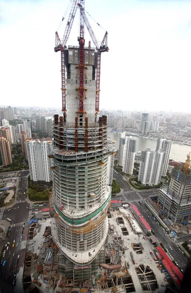 Shanghai Tower Jest Budowie Lujiazui Financial District Pudong Szanghaj Chiny — Zdjęcie stockowe