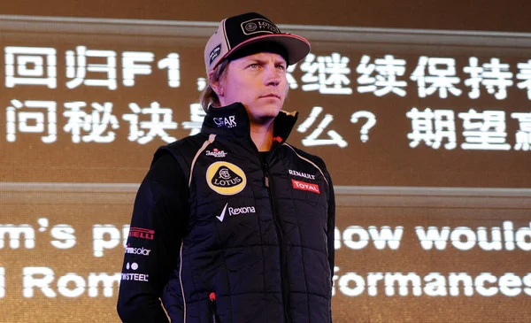 Fiński Kierowca Kimi Raikkonen Teamu Lotus Uczęszcza Impreza Promocyjna Jasne — Zdjęcie stockowe