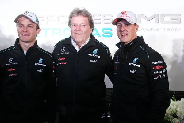 Los Pilotos Alemanes Michael Schumacher Nico Rosberg Del Equipo Mercedes — Foto de Stock