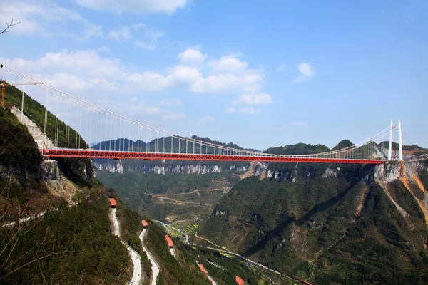 Vista Ponte Suspensão Aizhai Cidade Aizhai Cidade Jishou Província Central — Fotografia de Stock