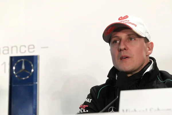 Pilote Allemand Michael Schumacher Équipe Mercedes Est Photographié Lors Une — Photo