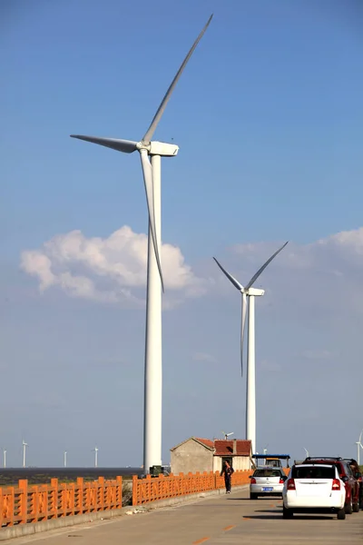 Turbinas Eólicas São Vistas Parque Eólico Nantong Leste Província Chinas — Fotografia de Stock