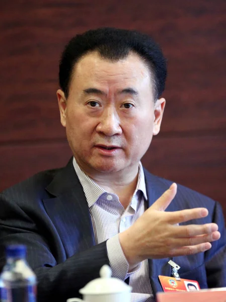 Čínský Delegát Wang Jianlin Předseda Dalianské Wanda Group Hovoří Semináři — Stock fotografie