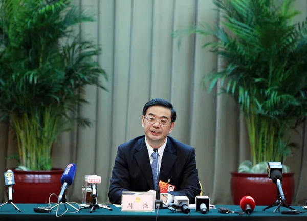 Zhou Qiang Partijsecretaresse Van Provincie Hunan Spreekt Tijdens Een Paneelbespreking — Stockfoto