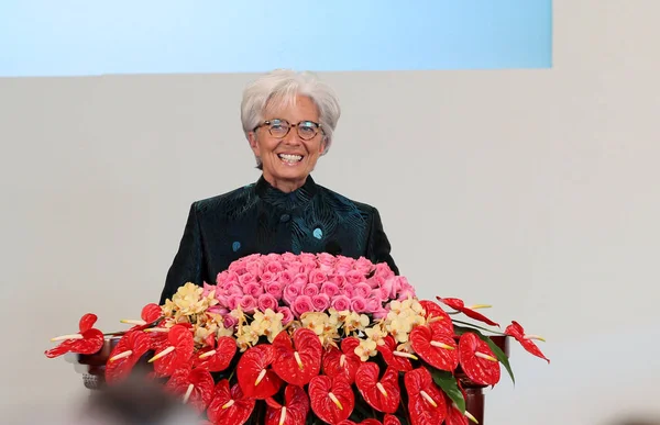 Het Imf Internationaal Monetair Fonds Managing Director Christine Lagarde Levert — Stockfoto