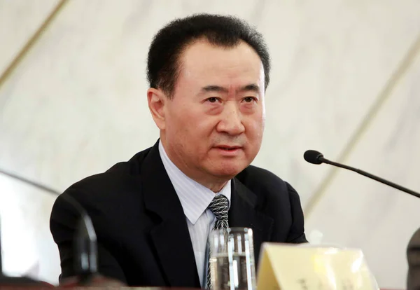 Fil Kinesiska Delegat Wang Jianlin Ordförande Dalian Wanda Group Talar — Stockfoto