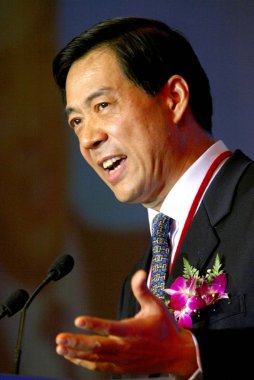 Bo Xilai, then Governor of Liaoning province and son of former Chinese Vice Premier Bo Yibo, delivers a speech at the China Entrepreneur Summit 2003 in Beijing, China, 7 December 2003 clipart