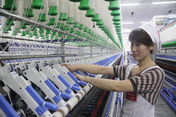 Čínský Štáb Viděn Textilním Závodě Nantong City Provincii Východní Chinas — Stock fotografie