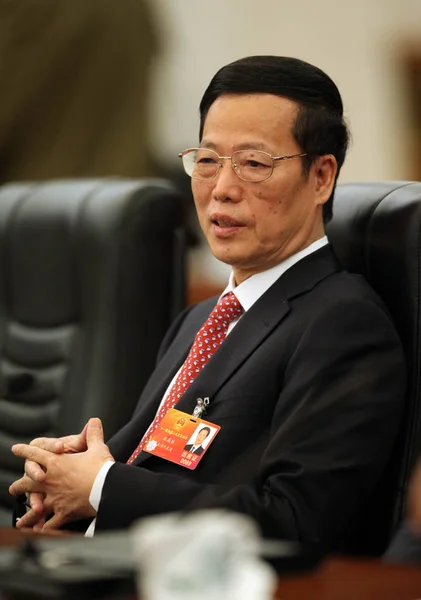 Zhang Gaoli Secretario Del Partido Tianjin Habla Durante Una Mesa —  Fotos de Stock
