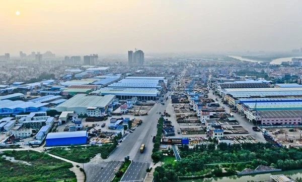 Vista Mercado Aço Lecong Distrito Shunde Cidade Foshan Província Chinas — Fotografia de Stock