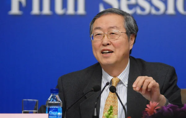 Čína Guvernér Centrální Banky Čou Siao Čchuan Hovoří Tiskové Konferenci — Stock fotografie