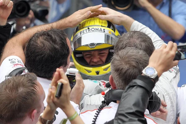 German Driver Nico Rosberg Mercedes Team Celebrates His Team Winning — Stock Photo, Image