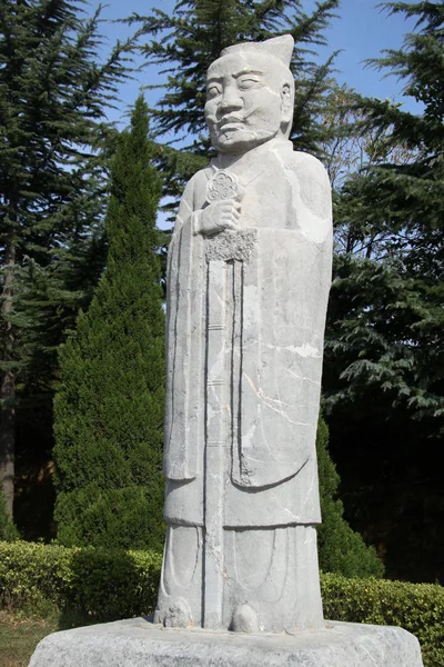 View Stone Carved Guardian Statue Qianling Mausoleum Located Qian County — Stock Photo, Image