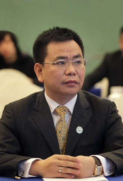 Wenzhou Podnikatel Lin Chunping Zachycen Během Tiskové Konference Wenzhou Východní — Stock fotografie