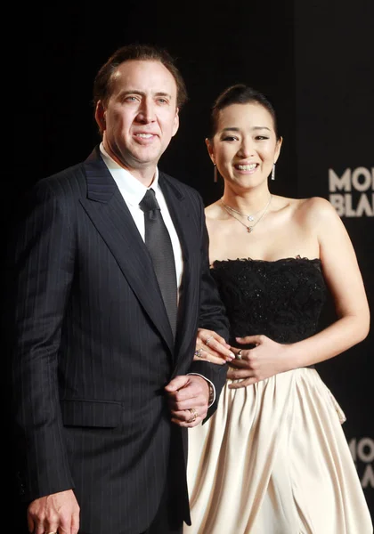 Actor Producer Director Nicolas Cage Chinese Actress Gong Pose Opening — Stock Photo, Image