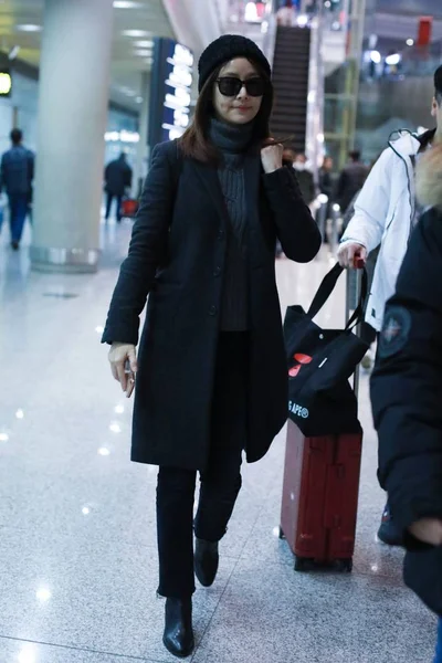 Taiwanese Actress Ruby Lin Pictured Beijing Capital International Airport Beijing — Stock Photo, Image