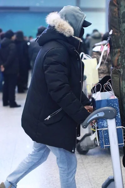 Chinese Singer Actor Han Geng Pictured Beijing Capital International Airport — Stock Photo, Image