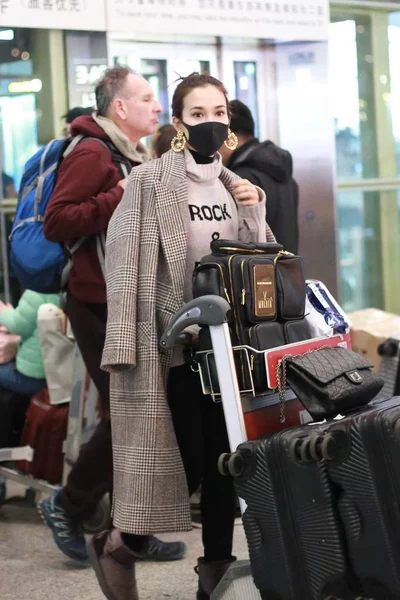 Chinese American Actress Celina Jade Pictured Beijing Capital International Airport — Stock Photo, Image
