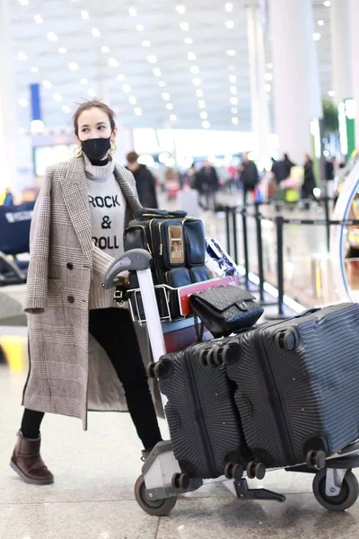 Chinese American Actress Celina Jade Pictured Beijing Capital International Airport — Stock Photo, Image