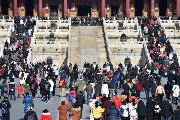 Turista Látogasson Tiltott Város Ismert Mint Palota Múzeum Mely Díszített — Stock Fotó