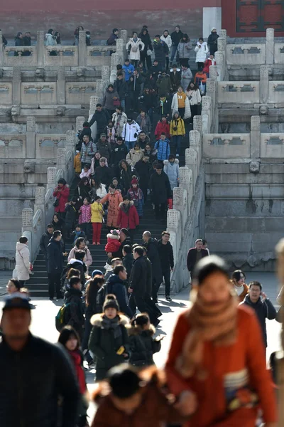 Turista Látogasson Tiltott Város Ismert Mint Palota Múzeum Mely Díszített — Stock Fotó