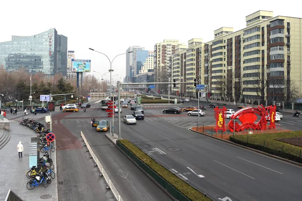 Blick Auf Eine Fast Leere Straße Vor Dem Bevorstehenden Chinesischen — Stockfoto