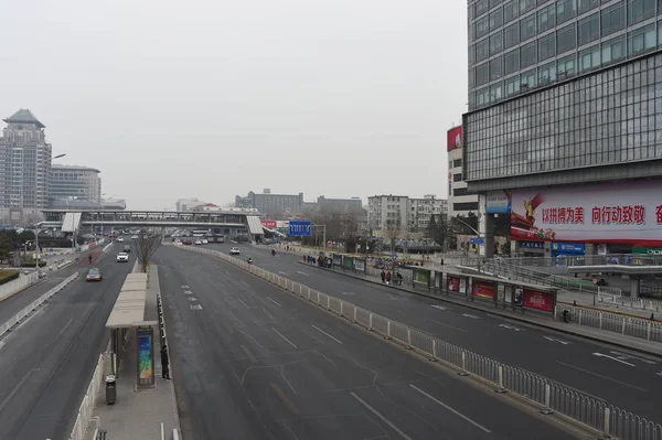 Uitzicht Een Bijna Lege Straat Voor Aankomende Chinese Lunar New — Stockfoto