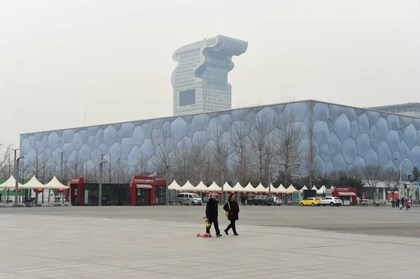 Vista Parque Olímpico Pequim Quase Vazio Antes Próximo Ano Novo — Fotografia de Stock