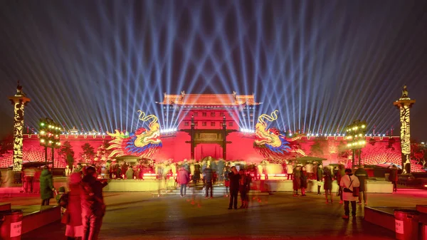 Ancient Palace Tang Dynasty Illuminated Lantern Fair Chinese Lunar New — Stock Photo, Image