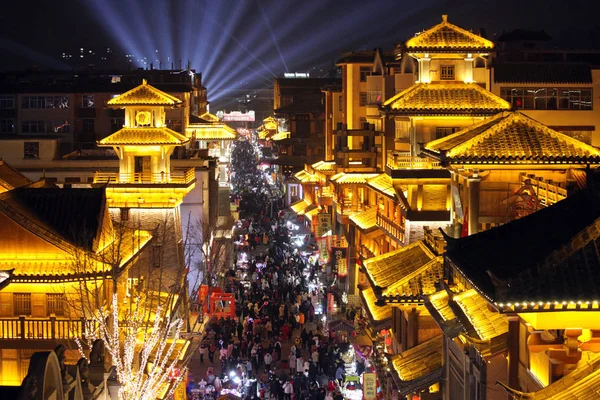 Een Nacht Uitzicht Caowei Oude Stad Xuchang Stad Centraal China — Stockfoto