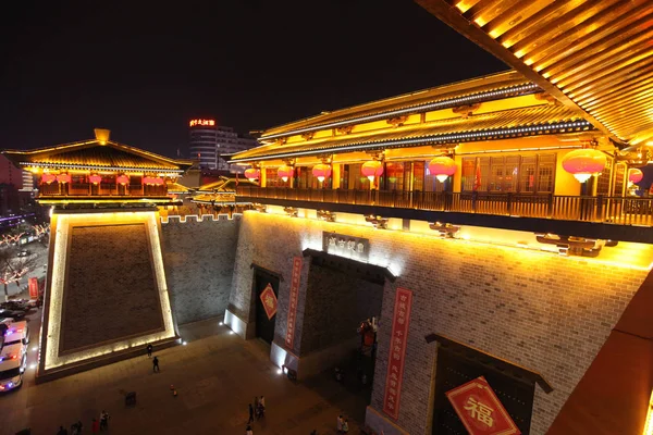 Uma Visão Noturna Antiga Cidade Caowei Cidade Xuchang Província Central — Fotografia de Stock