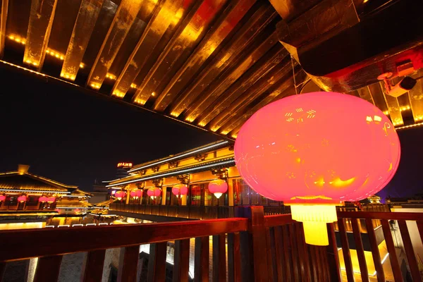 Widok Nocny Caowei Starożytnego Miasta Xuchang Miasta Centralnej Chińskiej Prowincji — Zdjęcie stockowe