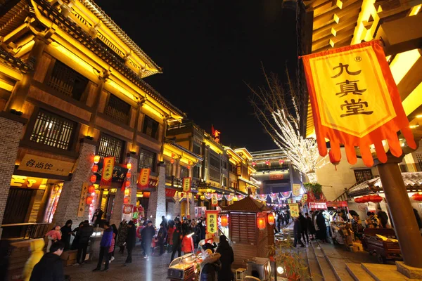 Vista Nocturna Antigua Ciudad Caowei Ciudad Xuchang Provincia Central Henan — Foto de Stock